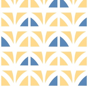 Modern Geometric in Yellow, Navy Blue, and White - Large - Bright and Colorful, Playful Abstract, Kids Mod Geo