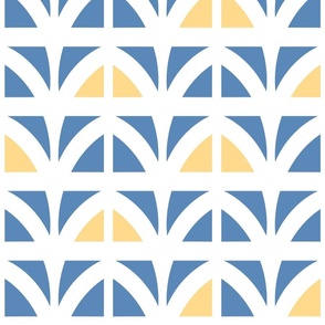 Modern Geometric in Navy Blue, Yellow, and White - Large - Bright and Colorful, Playful Abstract, Kids Mod Geo