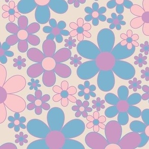 Retro floral girly sheets - retro flower power - lrg - Nashifruitdesigns