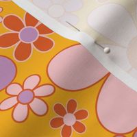 Just flowers - retro flowers - gold, yellow, mauve and orange - lrg - Nashifruitdesigns 