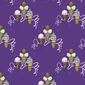 Ice Cream Party on Dark Purple
