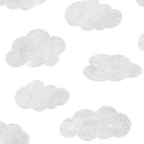 Cloudy sky nursery pattern - white