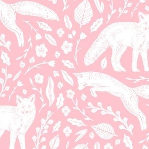 Foxes on light pink