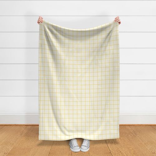 Timeless Geometric thin grid Checkered yellow windowpane on cream white