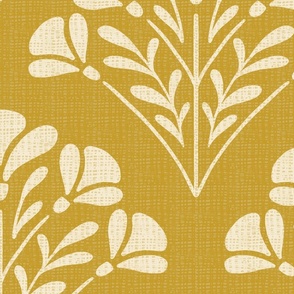 Traditional floral damask  in yellow goldenrod LARGE