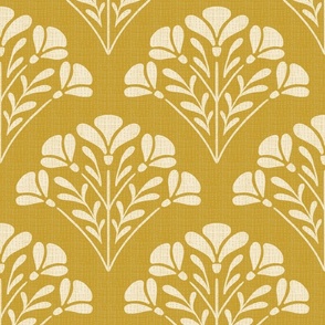 Traditional floral damask  in yellow goldenrod MEDIUM