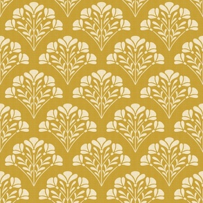 Traditional floral damask in yellow goldenrod SMALL