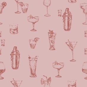 Cocktail Canvas - Alcohol Beverages in Blush Pink backdrop