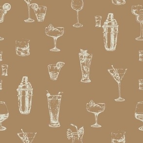 Cocktail Canvas - Alcohol Beverages in light Copper brown backdrop