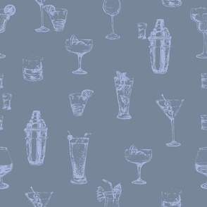 Cocktail Canvas - Alcohol Beverages in Serenity blue backdrop