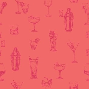 Cocktail Canvas - Alcohol Beverages in light Ruby Red  backdrop