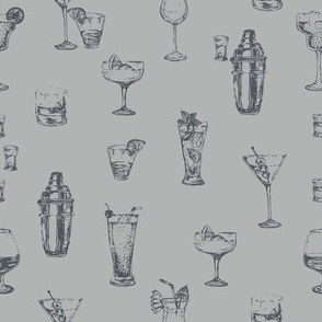 Cocktail Canvas - Alcohol Beverages in Slate Grey backdrop