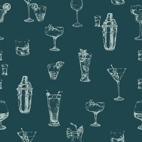 Cocktail Canvas - Alcohol Beverages in Dark Teal backdrop
