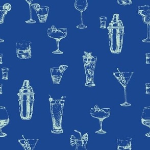 Cocktail Canvas - Alcohol Beverages in Sapphire blue  backdrop