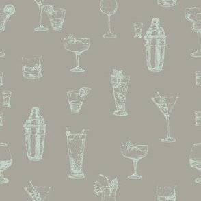 Cocktail Canvas - Alcohol Beverages in light Battleship grey backdrop