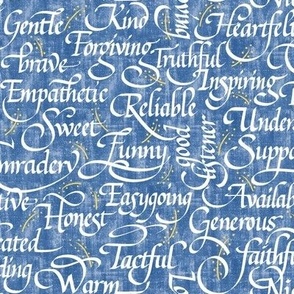 Words of Friendship | Medium Blue Faux Texture/Sm