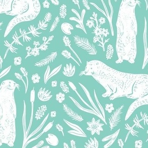 Otters on Turquoise