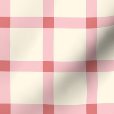 (M) Gingham pattern 2403031244 -beige, pink, red