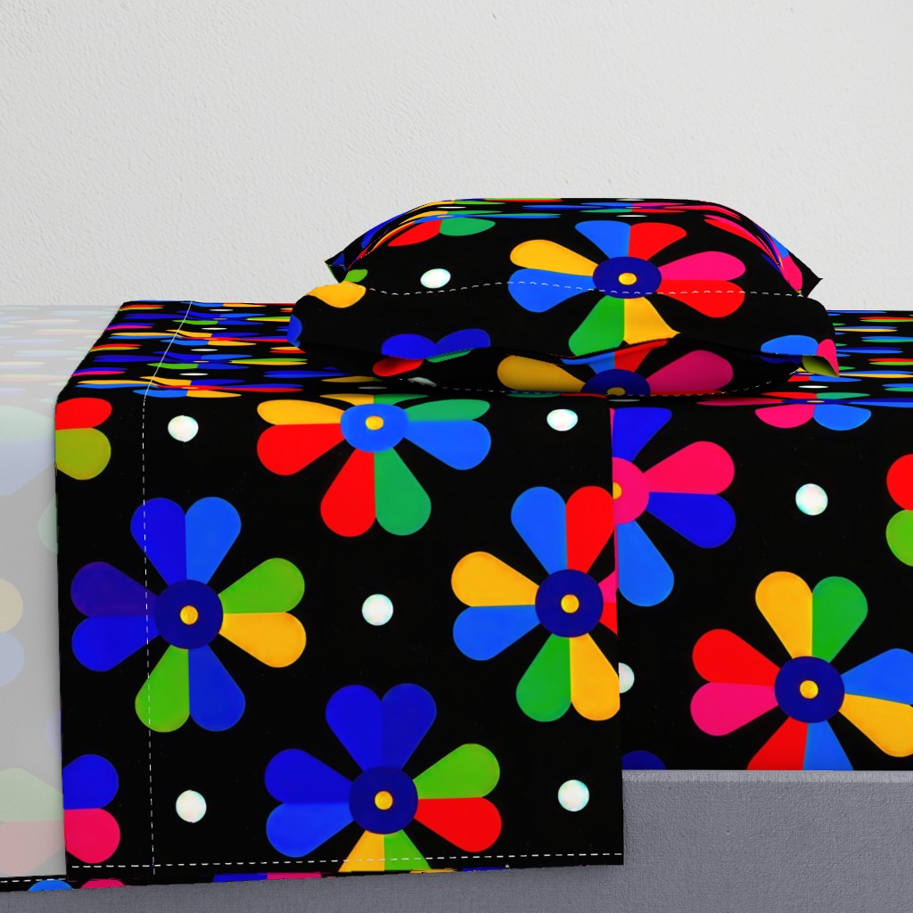 pop art  multicolor flat flowers