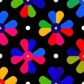 pop art  multicolor flat flowers