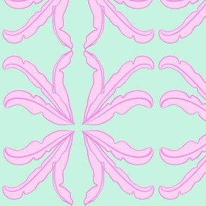 Feathered Fan- Mint & Pink