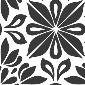 3102 D - flower tiles, black and white