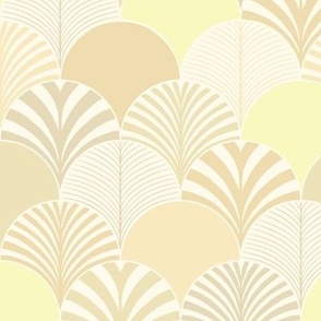 Large scale beach shell scallops in sandy yellow