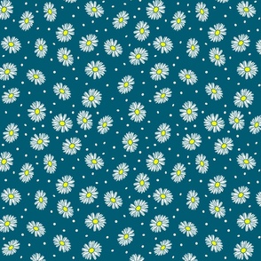 Daisy Dots Uplifting Summer Days in White Daises over Teal