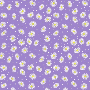 Daisy Dots Uplifting Summer Days in White Daises over Lilac