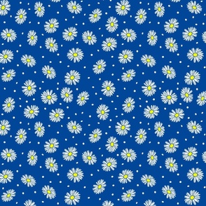 Daisy Dots Uplifting Summer Days in White Daises over Blue