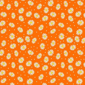 Daisy Dots Uplifting Summer Days in White Daises over orange