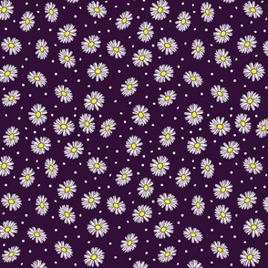 Daisy Dots Uplifting Summer Days in White Daises over Eggplant