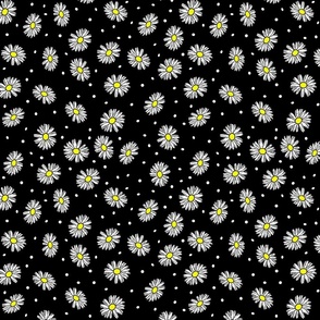 Daisy Dots Uplifting Summer Days in White Daises over black