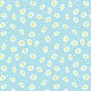 Daisy Dots Uplifting Summer Days in White Daises over Powder Blue