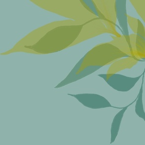 Peony Leaves, blue & Gold