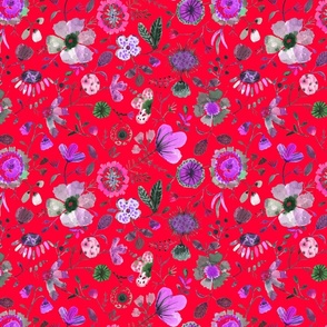 modern florals red watercolor