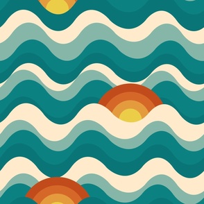 Sunshine Waves (24") - cream, blue, orange (ST2024SW)