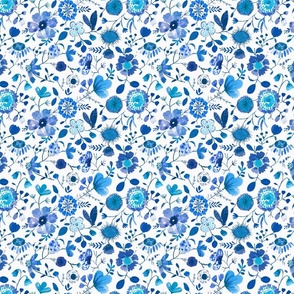 modern florals white and blue watercolor