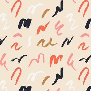 Simple pattern with different brush strokes on a beige background 