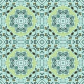 aqua green geometric collage check 