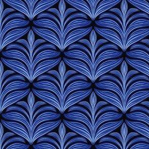 Moody Blue | Simple Modern Damask with Hand-Drawn Texture  | Dark Background  | 