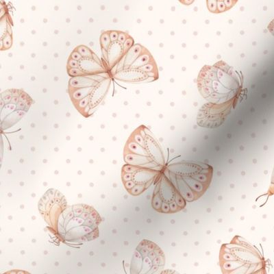 Blush Butterflies – Butterfly Fabric Nature Nursery Girl Fabric (pearl) 