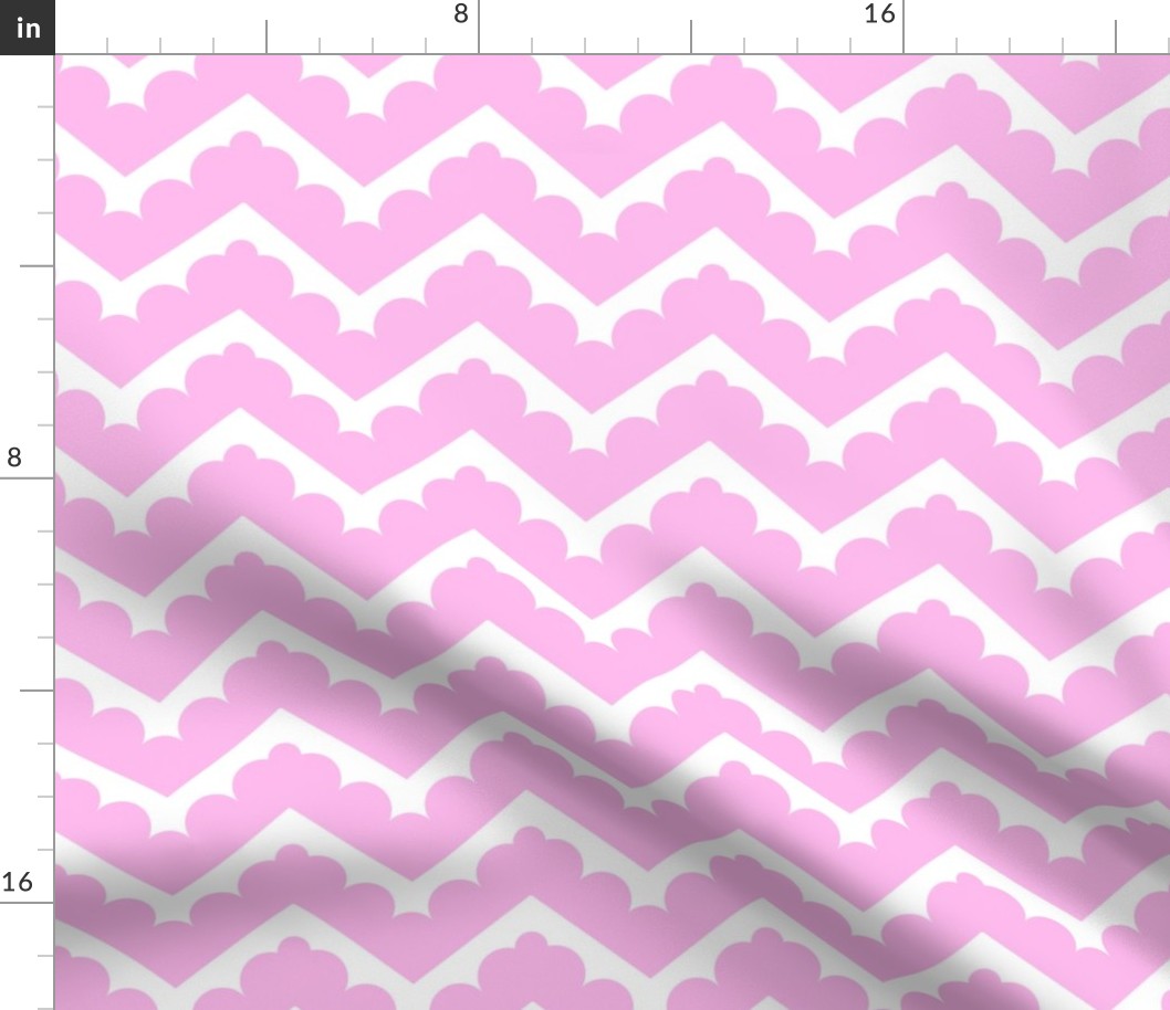 Soft zig zag, rounded zig zag in pastel pink, fondant pink, large scale