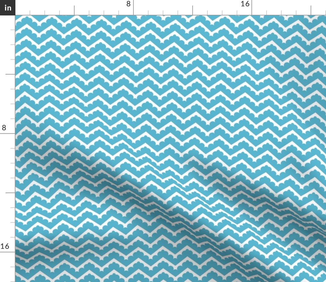 Soft zig zag, rounded zig zag in teal green, small scale