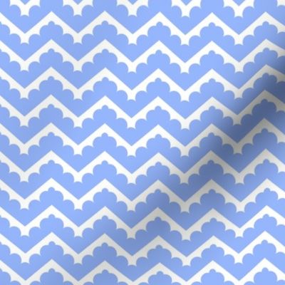 Soft zig zag, rounded zig zag in pastel blue, cornflower blue, lilac, small scale