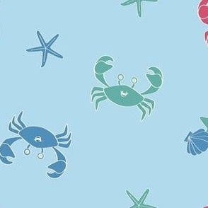 'Cheeky Crabs' on Light Blue
