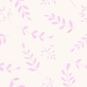 Hand-Drawn Leaves Baby Pink on Warm Off White 9in x 9in