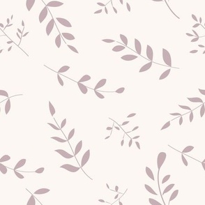 Hand-Drawn Leaves Lilac on Warm Off White 8.98in x 8.98in