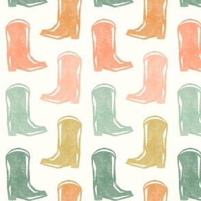 Cowgirl Boots  - Multi peach green stack -  Western - LAD24