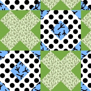 Hugs and Kisses Polka Dotted Green and Blue